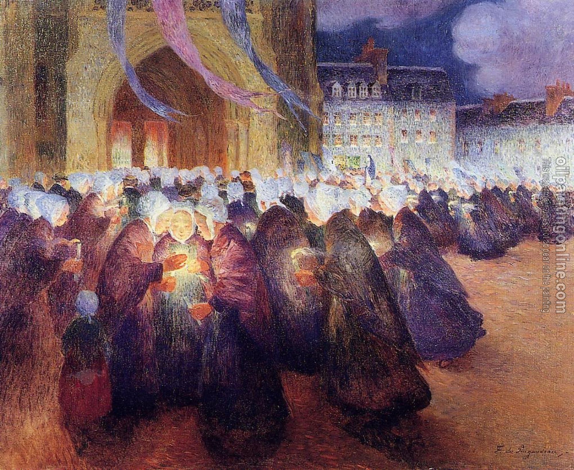 Ferdinand Loyen Du Puigaudeau - Nightime Procession at Saint-Pol-de-Leon